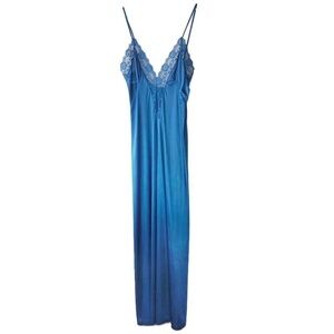 Vintage Slip Dress in Royal Blue lingerie maxi dress Womens size M
